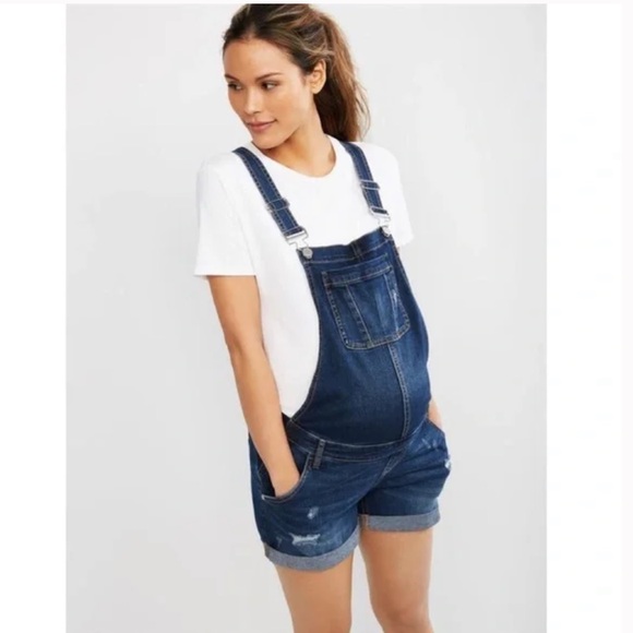 *Last one* Maternity Overall Shorts - Picture 1 of 5